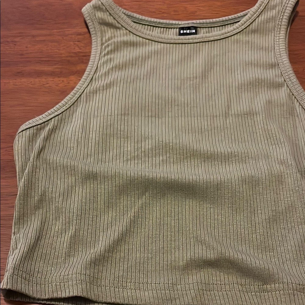 SHEIN Sage Ribbed Tank Top